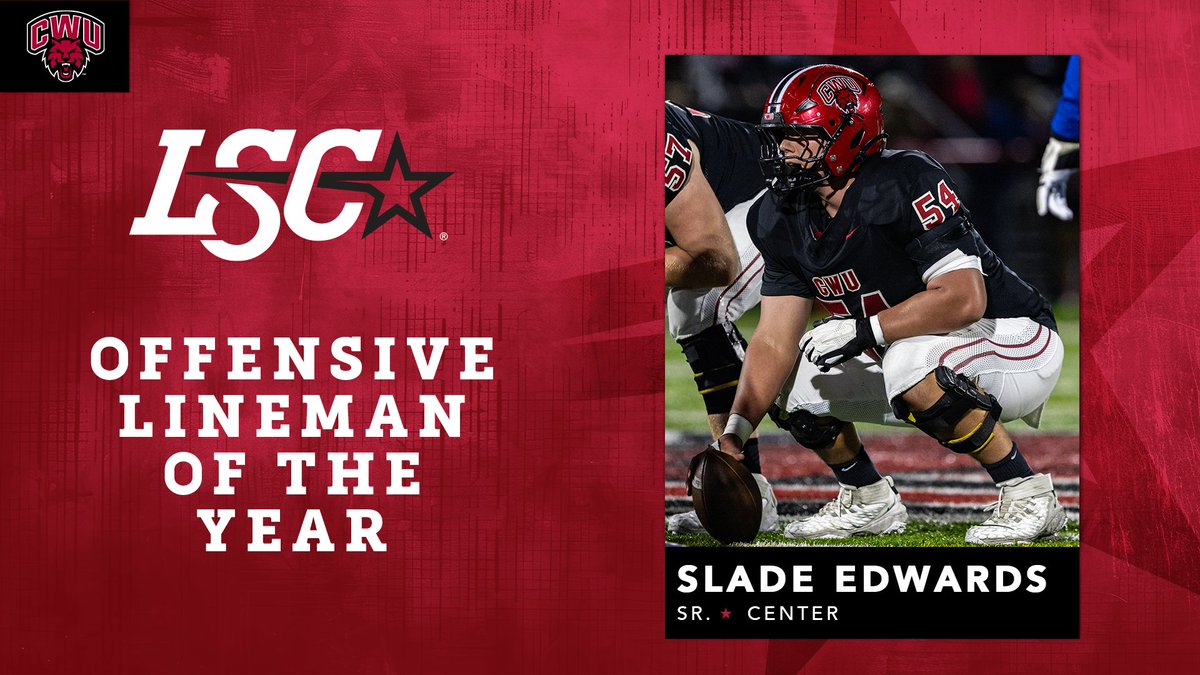 LoneStarConf's tweet image. Central Washington&apos;s Slade Edwards is the 2025 Lone Star Conference Football Offensive Lineman of the Year. 🏈🤩

🔗 bit.ly/3JOwAFc

#LSCfb #D2fb