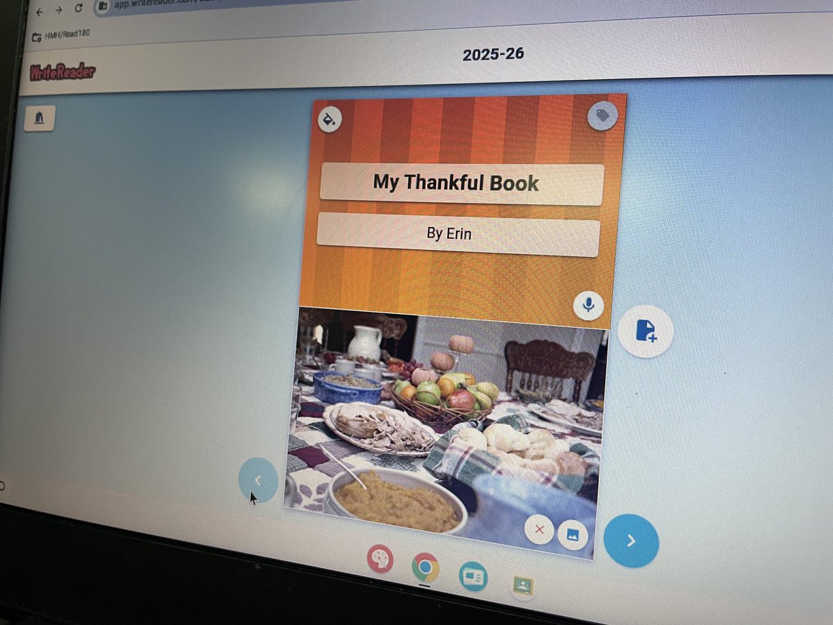 TraciPiltz's tweet image. 2nd graders used @WriteReaderApp to create books sharing what they’re thankful for. 🍂 🧡 Love how simple this platform is and how it makes it easy for students to take ownership of their project while staying focused on the goal of writing to share their stories. 🦃