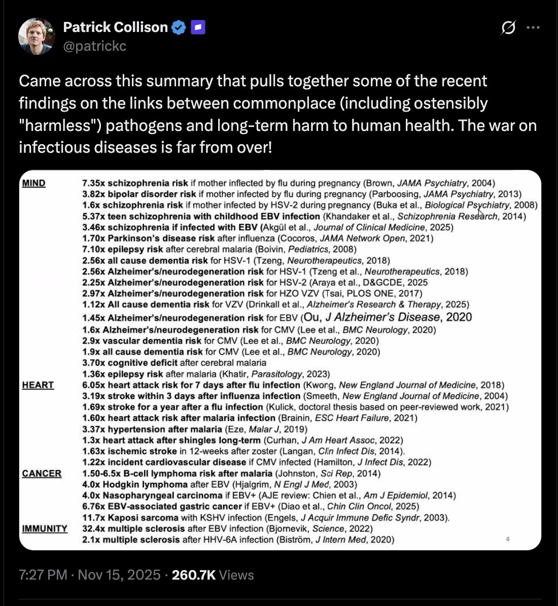 Esto probablemente sea cierto y esté subestimado. Necesitamos eliminar por completo los vectores de inflamación "rutinar