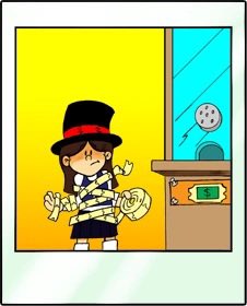 BackyardAngela's tweet image. Day 54. Angela is tied up from the roll of tickets. (Backyard Basketball)