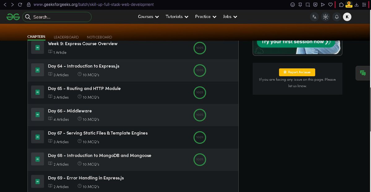 Kamal_M_B's tweet image. Day 68 of Full Stack Web Development 

Today I learned:
• How to Connect Express Appl. To MongoDB and MySQL
• Node.js CRUD Operations Using Mongoose and MongoDB Atlas
(Will implement it tmw.🥱)

Course Link: geeksforgeeks.org/courses/full-s…

#skillupwithgfg #nationskillup @geeksforgeeks