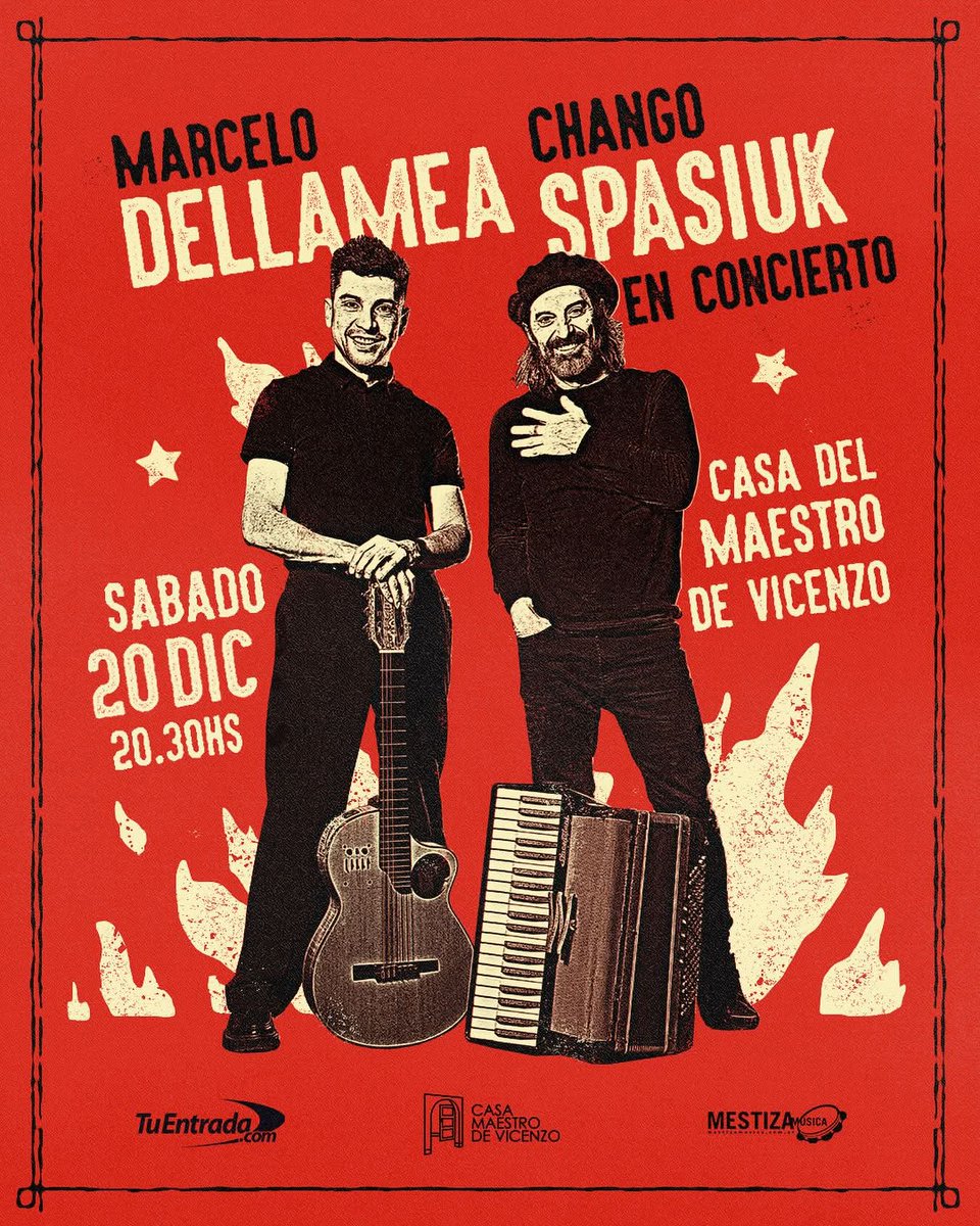 SABADO 20 de DICIEMBRE
Ranelagh, Buenos Aires 
Junto a @marcelodellamea21 
⏰ 21:00 hs
🎭 @casamaestrodevicenzo /// Av. Agote y esq. 363 - Ranelagh 
🎟️ : TUENTRADA.COM

<a href="/tuentrada/">TuEntrada.com</a>
@marcelodellamea21
@casamaestrodevicenzo
<a href="/guillehuergo/">Diane Vips</a>
@mestizamusicaar
@pablorcaputo