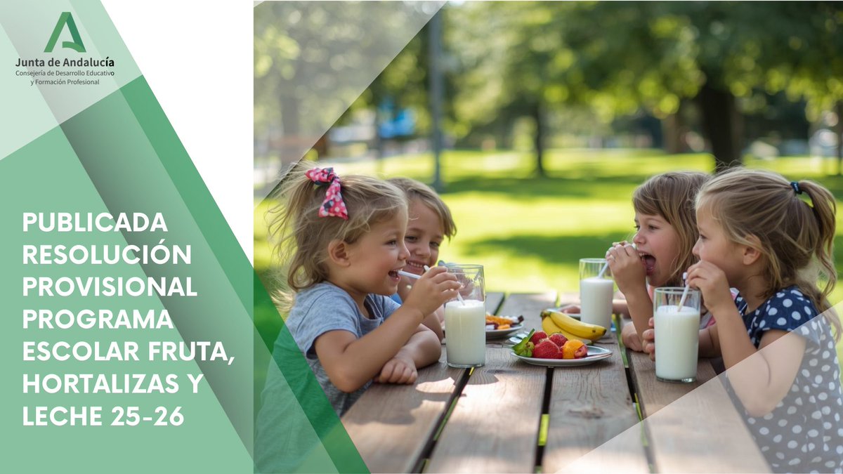 🍎🥛Publicada Resolución de la Dirección General de Innovación y Formación del Profesorado, por la que se aprueban las listas provisionales del Programa Escolar de Consumo de Frutas, Hortalizas y Leche para el curso 25/26

ℹ️Más info👉lajunta.es/63h72

<a href="/EducaAnd/">Consejería Desarrollo Educativo y FP</a>