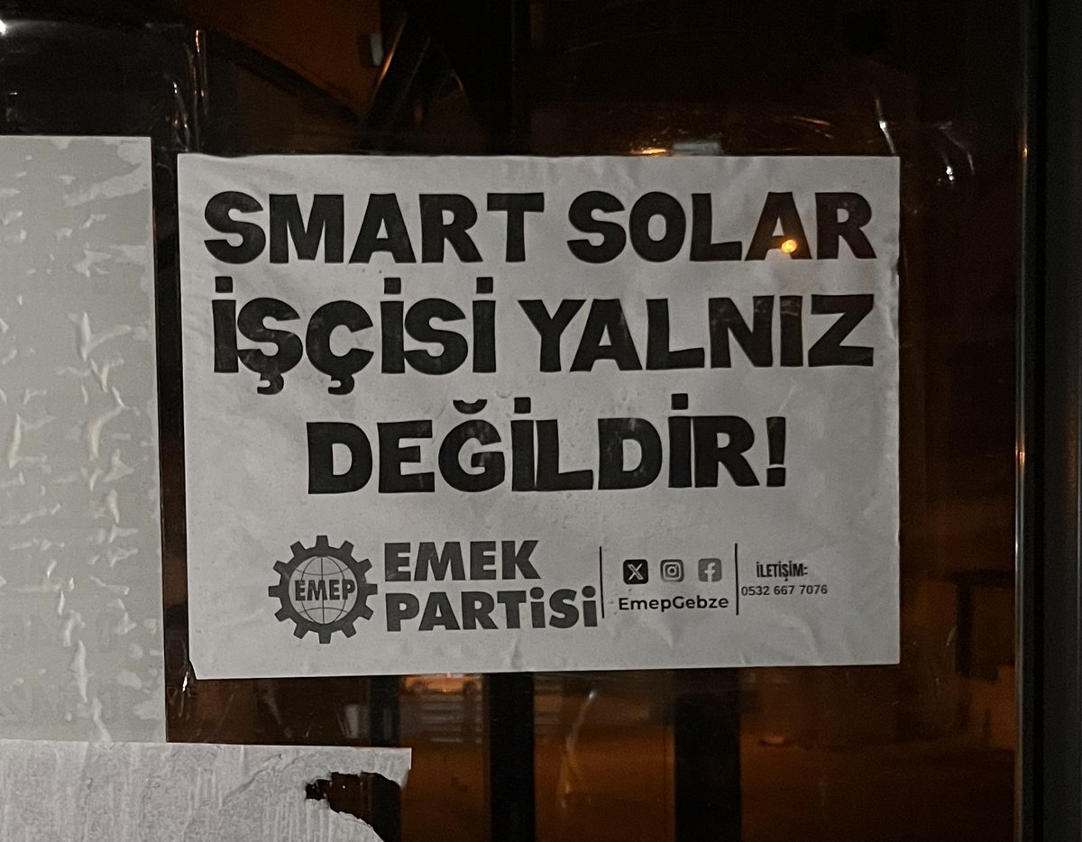 EmepGebze's tweet image. 📌 Sefalet ücreti dayatmasına karşı direnen #SmartSolar işçinin yanındayız!

📌 Smart Solar işçisi yalnız değildir!
