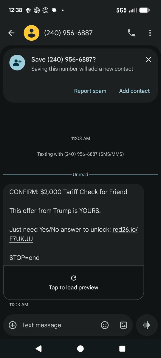 AngieLauritsen's tweet image. Pretty sure I know who needs to hear this, but... This is not real. Don&apos;t click on it. #GOPTariffs 
Also, if anyone says we are getting $2,000 from the tariff &quot;surplus&quot; that it&apos;s real either. #TMYKYK