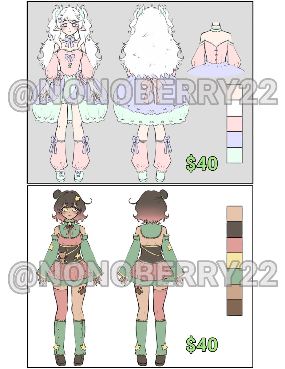 hi besties :3 i have two adoptables available! check out my vgen if you are interested 
vgen.co/nonoberry22
↻ &amp; ♡ are appreciated!!🫶
#VGenShop