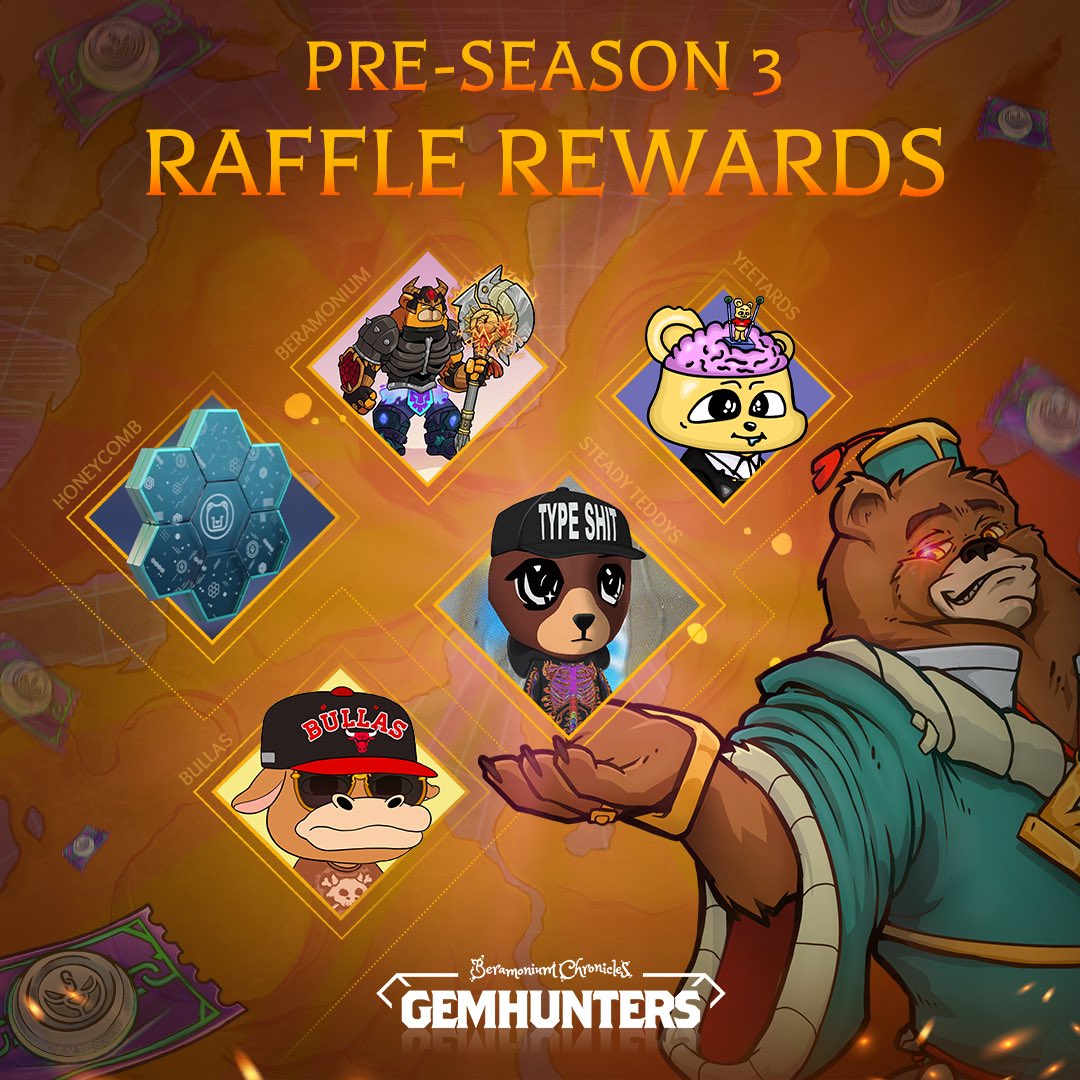Beramonium's tweet image. Pre-S3 Raffle will feature some bery cool collections 👀

While it won’t save Beras from going to 0, at least you will have a chance to win useless NFTs 🐻🧙🏼‍♂️

TED BLESS