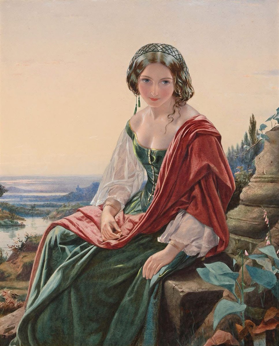 Painting by John Simmons (British 1823 - 1876) Italian Beauty