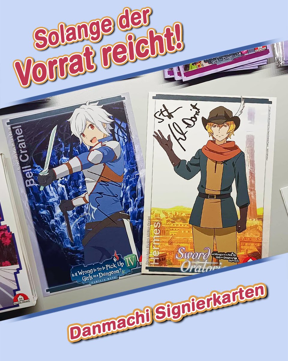 🔥 Solange der Vorrat reicht! 🔥

Bei der Limited Edition von #Danmachi Staffel 5 bekommt ihr aktuell 2 exklusive #Signierkarten gratis dazu! ✍️

⚠️ Achtung: Die Restmenge ist sehr gering – wenn weg, dann weg! 💥

🛒 Jetzt sichern:
👉 anime-sugoi.de/Familia-Myth-V

#anime #bluray