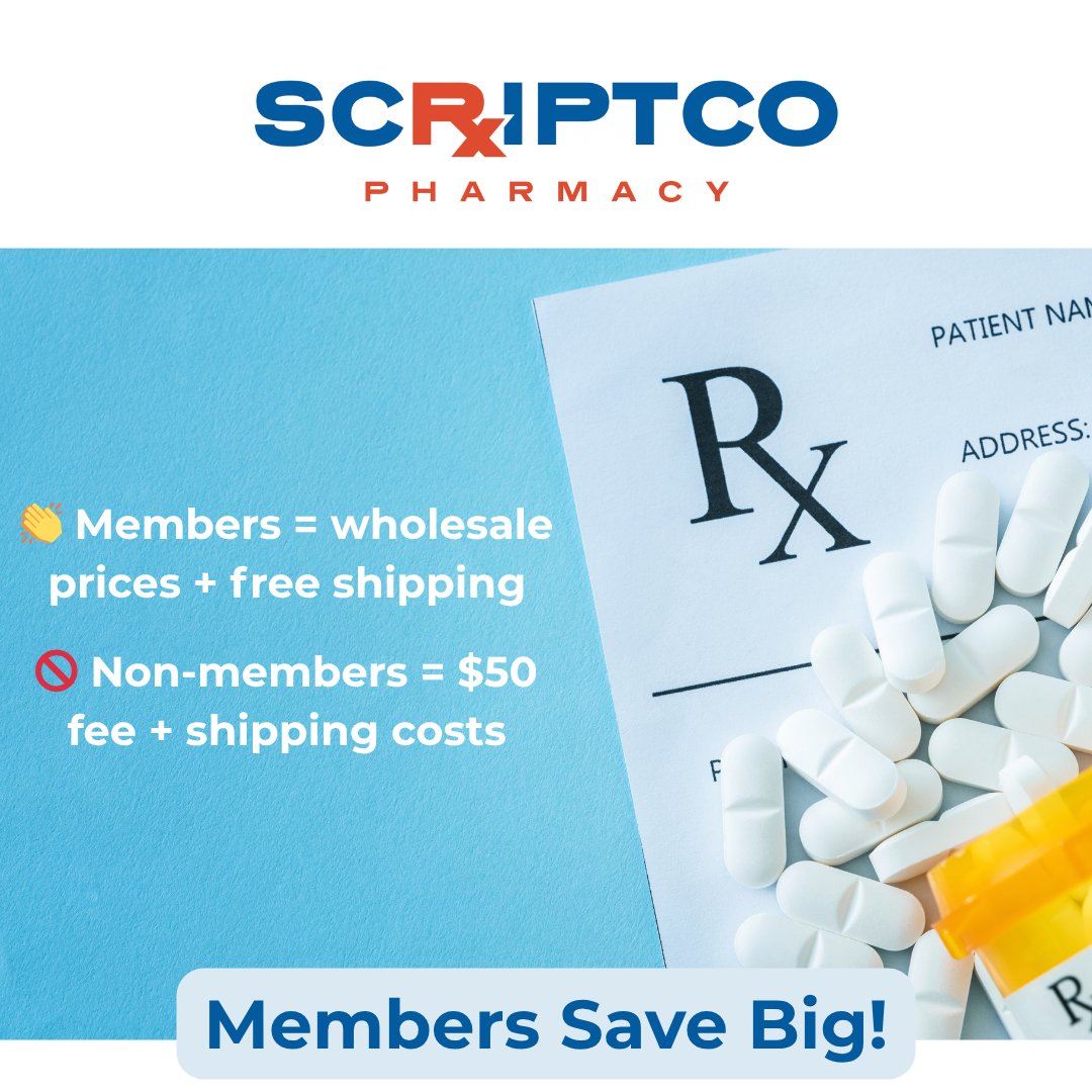 ScriptCoPharm's tweet image. Membership matters! 🚀
When you’re a ScriptCo member, you get:
✔️ True wholesale medication prices
✔️ Free shipping credits (# depends on plan selected)
✔️ No hidden fees
Save smart — join the membership that actually pays for itself. 💡
#ScriptCo #MembershipSavings