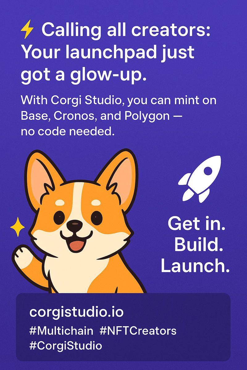 GomezSdcc's tweet image. 🛠️ Build your world on-chain:
•Automated NFT collection gen ✅
•Whitelist + random minting ✅
•Fund distribution for holders ✅
Corgi Studio’s got the tools go make something legendary.
🔗 corgistudio.io
#Web3Creators #NFTLaunchpad #CorgiStudio