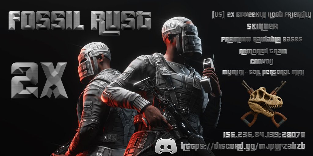 OctoRmi's tweet image. 🌎 [US] FossilRust 2X Biweekly | WIPES TODAY @ 3PM EST | Fresh Start, Let’s Get Rowdy! 🚀Map wipe drops TODAY at 3PM EST
Server: [US] FossilRust 2X|50% Upkeep|No BP&apos;s Solo/DuoTrio/Quad 
Connect: client.connect 156.236.84.139:28070 #Rustpc #Rust