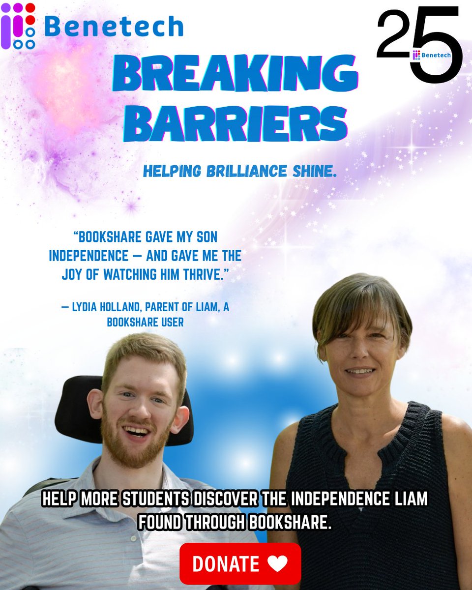 Benetech's tweet image. For Liam, Bookshare unlocked independence — and helped him thrive all the way to becoming a Villanova grad.

Support Breaking Barriers: Helping Brilliance Shine and help more learners access reading. Donate today: ow.ly/VV5x50XuTY2

#AllInForEveryLearner