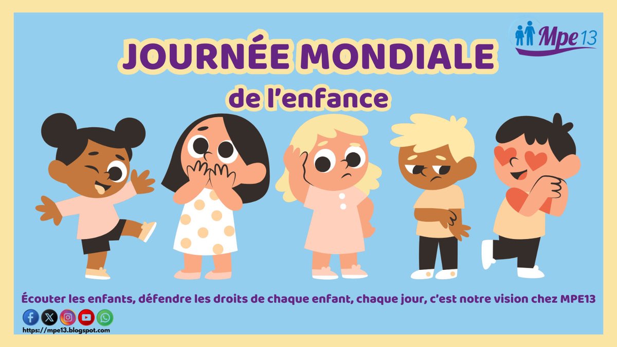 🔵🟣À l’occasion de la Journée mondiale de l’enfance, MPE13 réaffirme son engagement à faire respecter les droits de chaque enfant, à les écouter et à veiller à leur bien-être, aujourd’hui et chaque jour.🔵🟣
#MPE13 #Journéemondialedelenfance