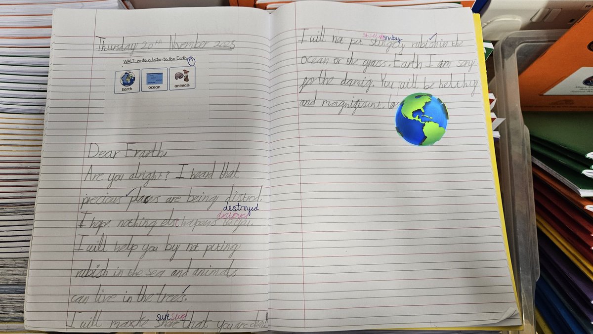 MissWelchT's tweet photo. Dear Earth.... Love from Year 2. https://t.co/ASWqUwrVz5