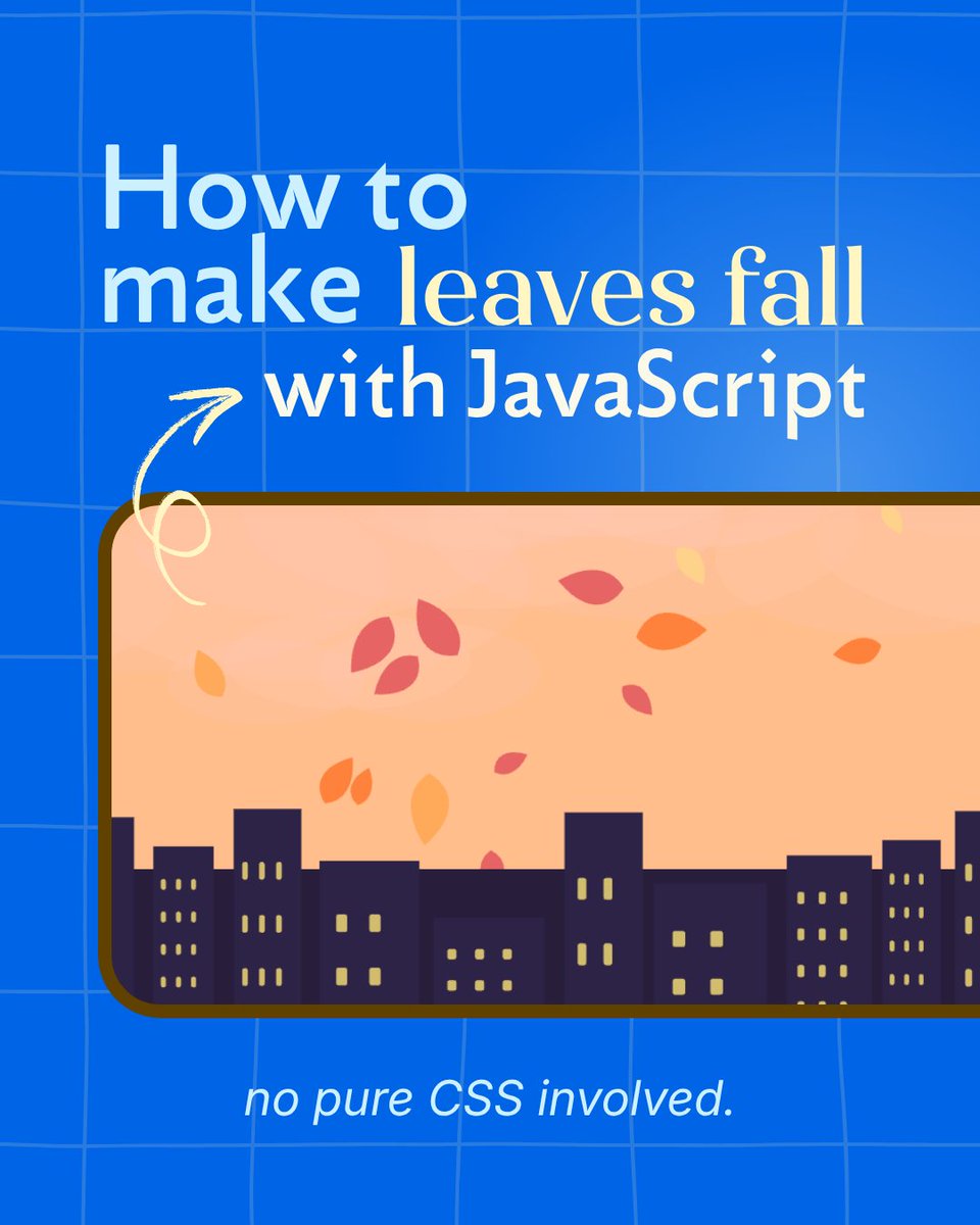 codesmith_'s tweet image. It’s the perfect little fall project 🍂

Turn your screen into a cozy city full of falling leaves and get some JavaScript practice while you’re at it.
Start on CSX and build projects like this one 💻 tinyurl.com/37tvssyr