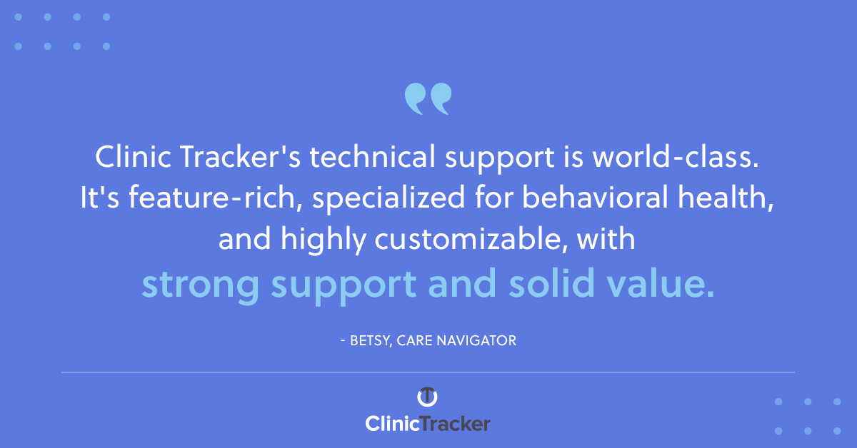 ClinicTracker's tweet image. When your EHR actually supports you ... you feel it.

Thanks to Betsy for the kind words. We’re proud to back behavioral health professionals with software that works as hard as you do.

#MentalHealthTech #EHRSoftware #BehavioralHealthSupport