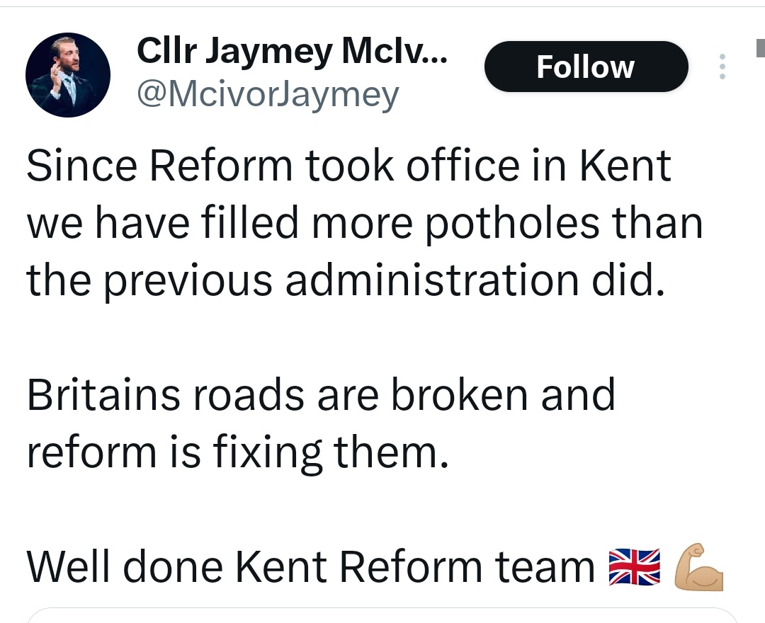 Exactly! And well done for not mentioning that this only happened because of the £1.6bn the Labour government made available for fixing potholes.