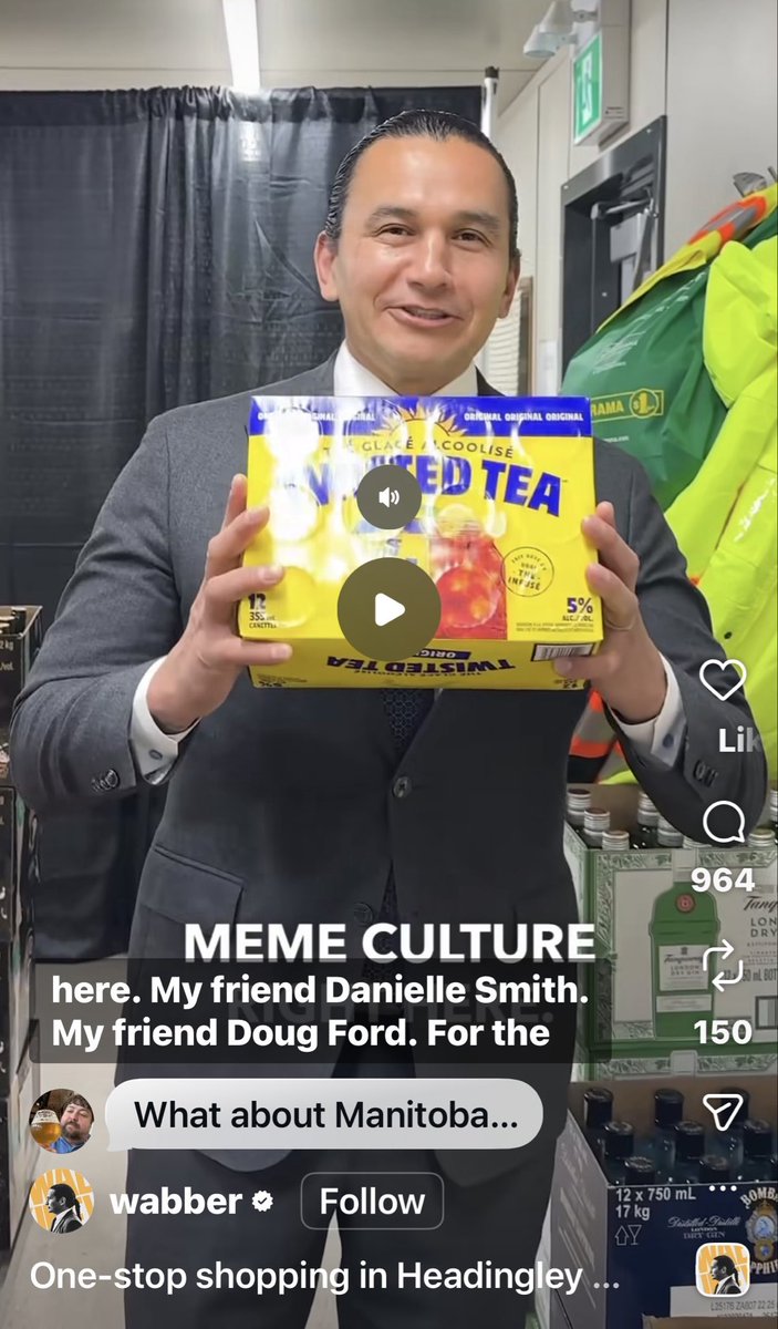 FarmeryBrewery's tweet photo. Why is our Premier promoting products that aren’t even made in Manitoba? If he can’t take the time to stand up for Manitoba producers and showcase them in our own government-run liquor stores, then something needs to change. https://t.co/N9e5ZYubMH