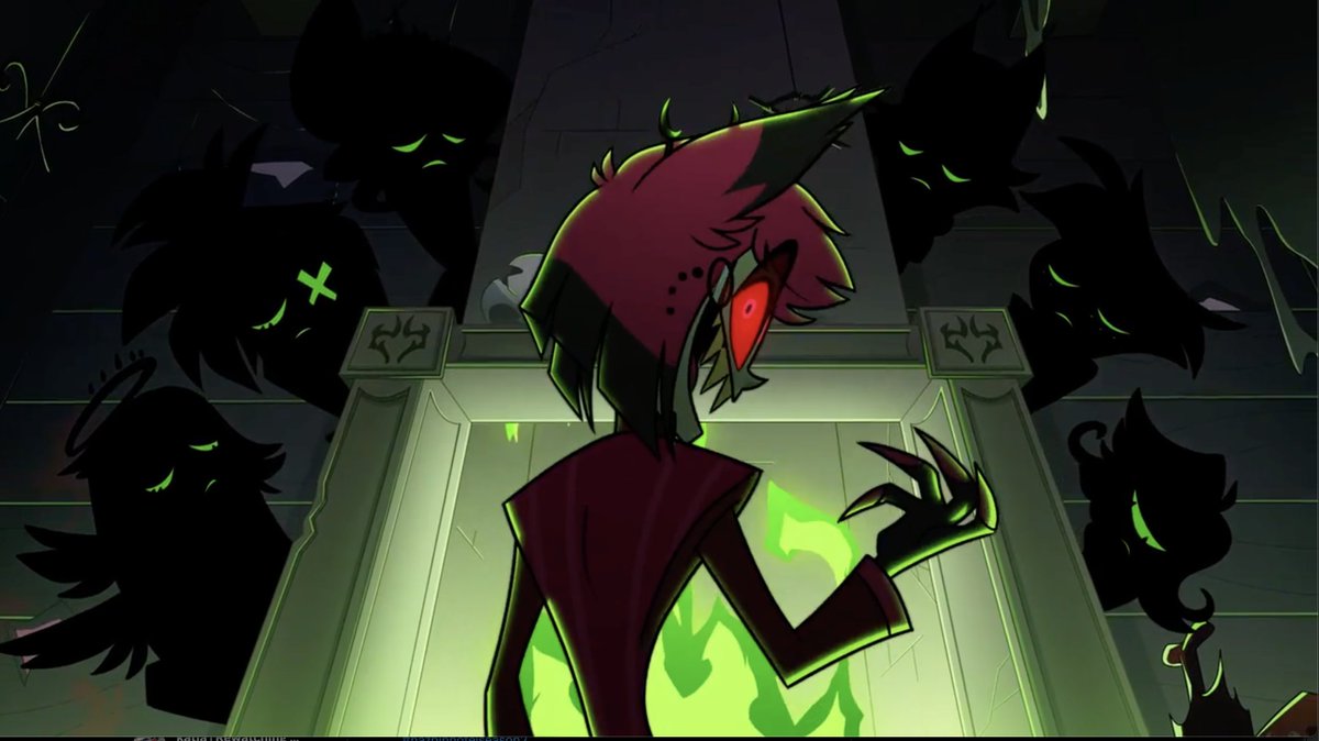 UnknownKatja17's tweet photo. I don't know if it's been said before, but I just realize that the Shadows/Silhouette behind Alastor's are like Emily, Vaggi, Charlie, Husk, Angel and Nifty - so her squad. I wonder if there's a reason in that... 
#HazbinHotel #HazbinHotelAlastor #HazbinHotelSeason2 https://t.co/cJRxaGQjjS