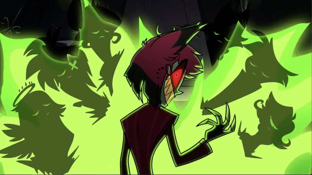 UnknownKatja17's tweet photo. I don't know if it's been said before, but I just realize that the Shadows/Silhouette behind Alastor's are like Emily, Vaggi, Charlie, Husk, Angel and Nifty - so her squad. I wonder if there's a reason in that... 
#HazbinHotel #HazbinHotelAlastor #HazbinHotelSeason2 https://t.co/cJRxaGQjjS