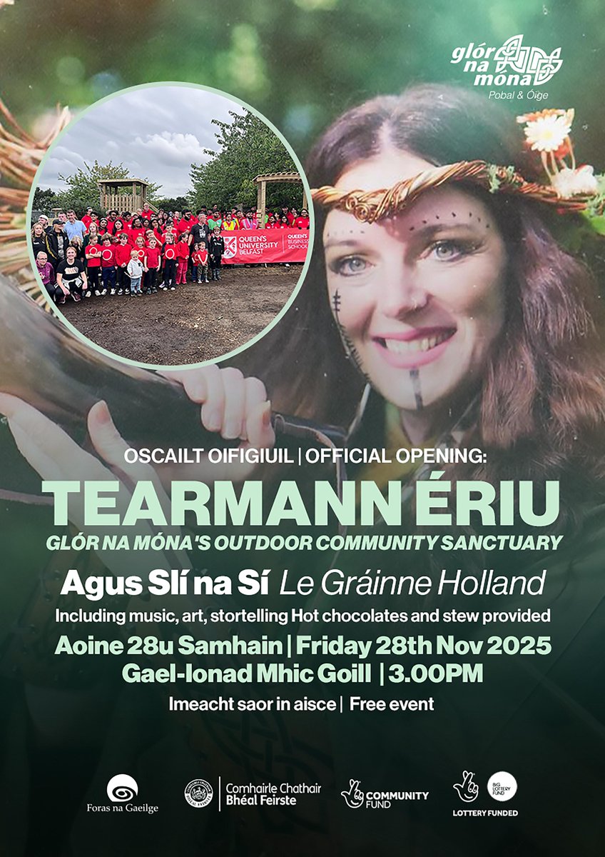 Oscailt Oifigiúil Tearmann Éiru &amp; Slí na Sí 

📆28.11.25
⏰15.00
📍Glór na Móna

🧚‍♀️Ticéid Slí na Sí ar fáil thíos.
🎟 : eventbrite.com/cc/sli-na-si-l…