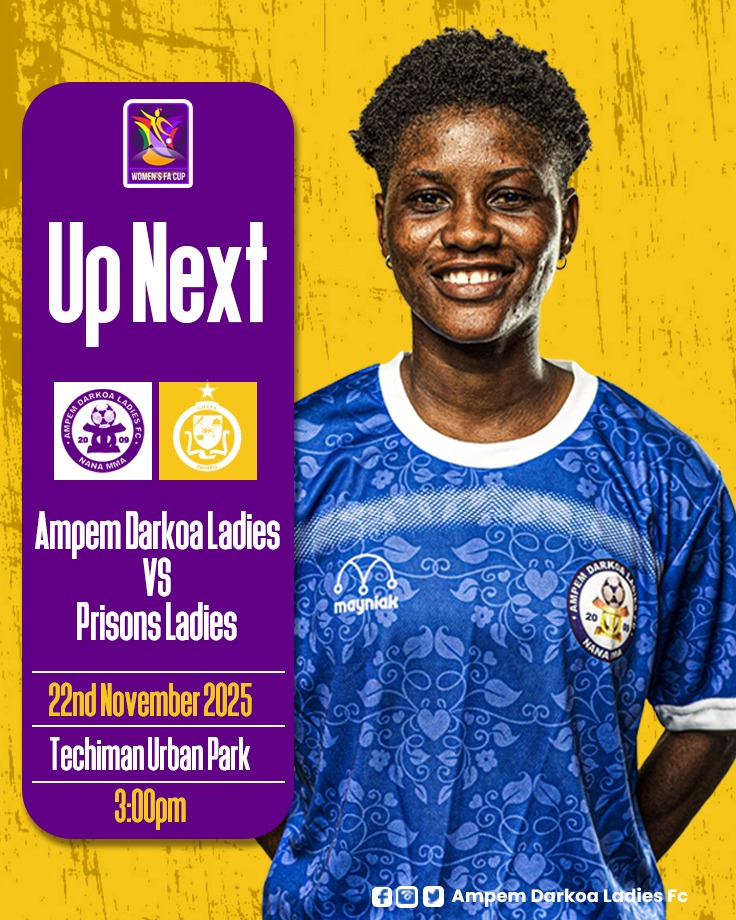 ampem_fc's tweet photo. Attention shifts to the Women's FA Cup this weekend against our close neighbors Prisons Ladies FC.

It's either they get us imprisoned or they get adopted to become #NanaMma but they already know the deal 🤷 

#facup #round64 #shedidthat https://t.co/CqfGKCSNR0