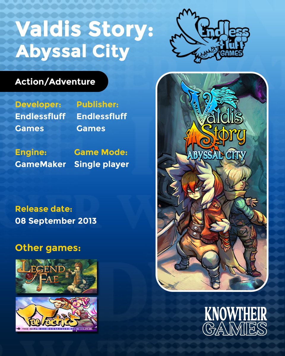Valdis Story: Abyssal City was one of the first indie games that proved you don't need a big name to create a gem. Endlessfluff Games showed the same talent with Fae Tactics. I'm not sure why they changed their name, but their skill is still clear

#indiegame #indiedev