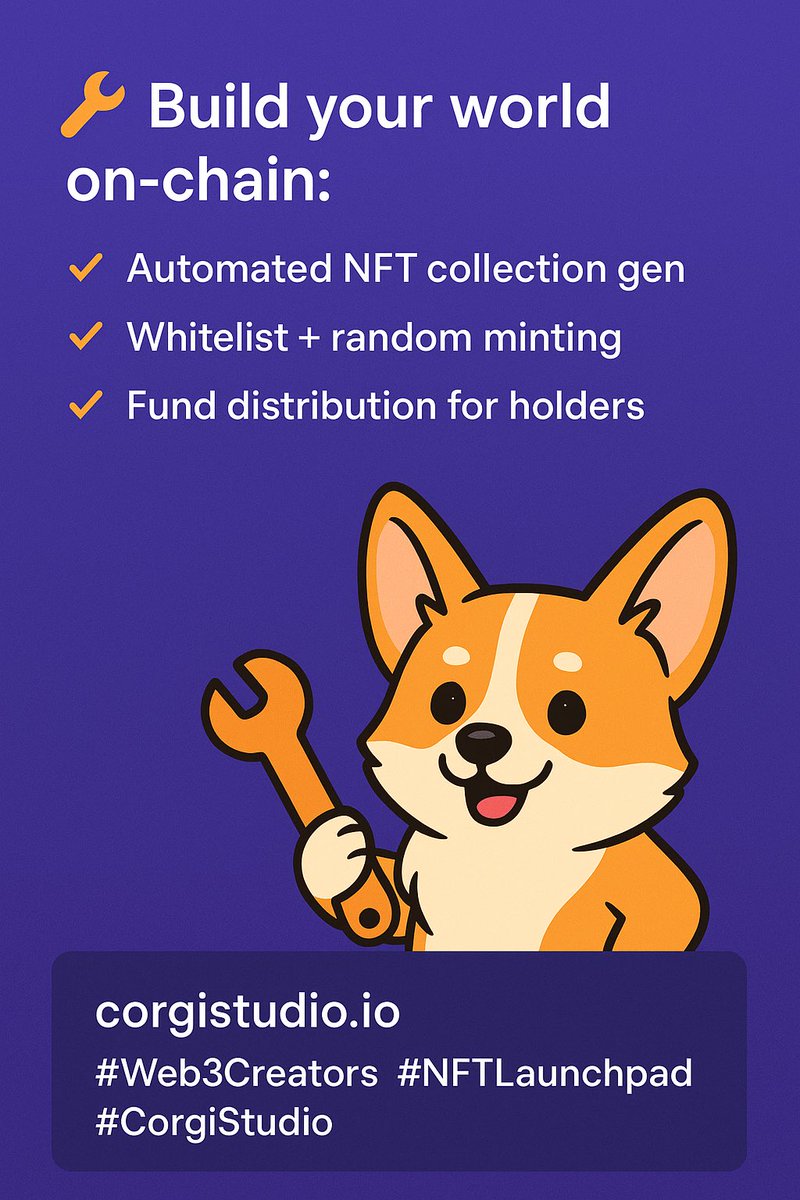 GomezSdcc's tweet image. ⚡ The ecosystem every creator’s been waiting for is HERE!
Corgi Studio brings you a multichain playground Base, Cronos, Polygon all in one spot.
Mint your art, deploy your collection, and dominate the charts. 🐾💥
🌪️ corgistudio.io
#CorgiStudio #Web3Revolution