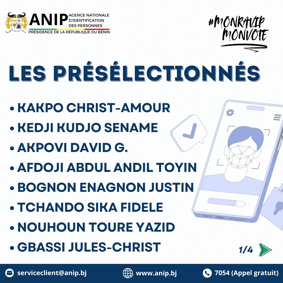 BeninANIP's tweet image. 📢 L’ANIP dévoile les présélectionnés des Challenges Data &amp;amp; IA 🎉 
Grande finale 📅 21 nov. 2025 – 09h00  
📍 Palais des Congrès de Cotonou (SENUM)

Deux challenges:
🔹 Visualisation de données  
🔹 Reconnaissance faciale &amp;amp; OCR  

#ANIP #DataChallenge #SENUM2025 #MonRavipMonVote