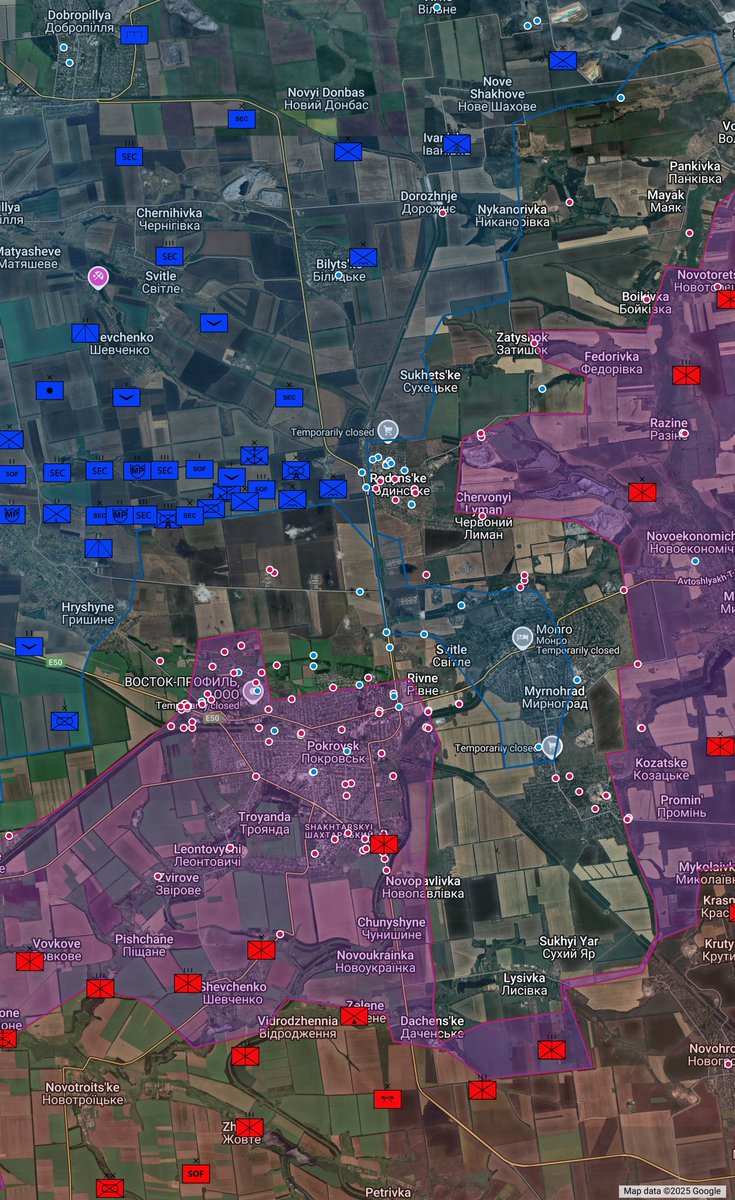 Daily Ukraine map thread for Thursday 20th November 2025

Highlights: Russian forces seen consolidating unhindered in southern Pokrovsk, as well as scooter troops in south Myrnohrad getting it. It is likely just the small parts of Myrnohrad left now, which likely hold a small