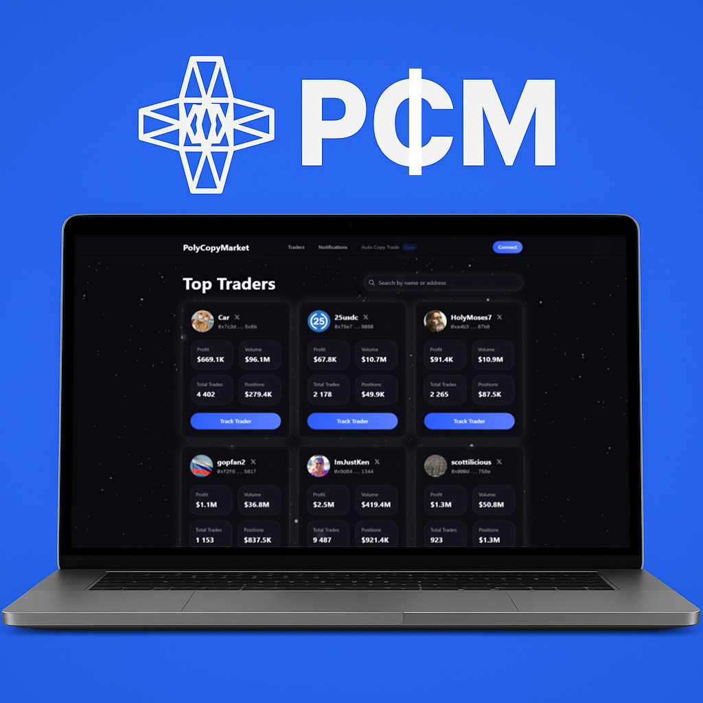 WHAT TO DO IF YOU WANT TO FOLLOW THE TRADES OF LARGE TRADERS OR SMART-MONEY ACCOUNTS?

Car earned $669,383.30, and you want to follow his trades?

I developed a copy-trade platform for Polymarket.

His X account -> <a href="/PolyCopyMarket/">PolyCopyMarket</a>

You can follow the tracks of any trader

You can