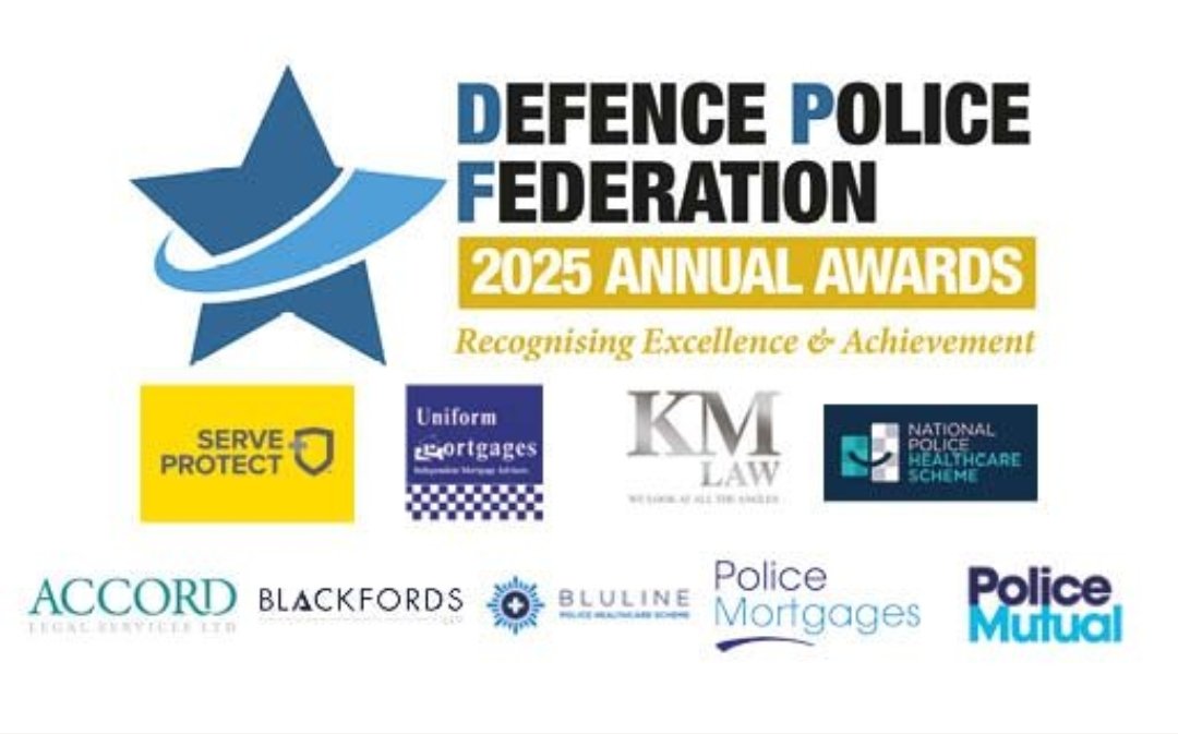 DefencePolFed's tweet photo. Our fifth @DefencePolFed Awards! Not long now. Thanks to our sponsors for their support and backing @serveandprotect, @NPHS999 @UniforMortgages @AccordWills @BlackfordsLLP @KMLawUK, @BlulineHealth Police Mortgages and @PoliceMutual #DPFAwards https://t.co/W3WVjlDMOd