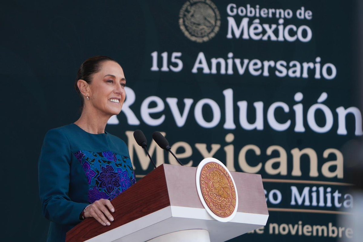 martibatres's tweet image. Con un gran discurso sobre las enseñanzas de nuestra historia, a propósito del 115 Aniversario de la Revolución Mexicana, la Presidenta @Claudiashein lanzó un fuerte y contundente mensaje.

Recordó la crueldad de la dictadura de Porfirio Díaz, la farsa fraudulenta de sus…