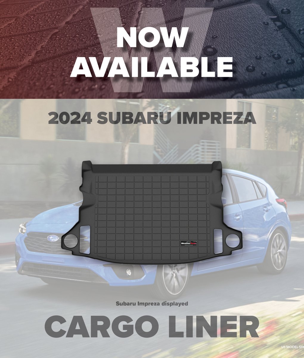 weathertechca's tweet image. Cargo Liner is available for the 2024 Subaru Impreza. Find your set in store or online at WeatherTech.ca

#weathertech #weathertechcanada #cargoliner #subaruimpreza