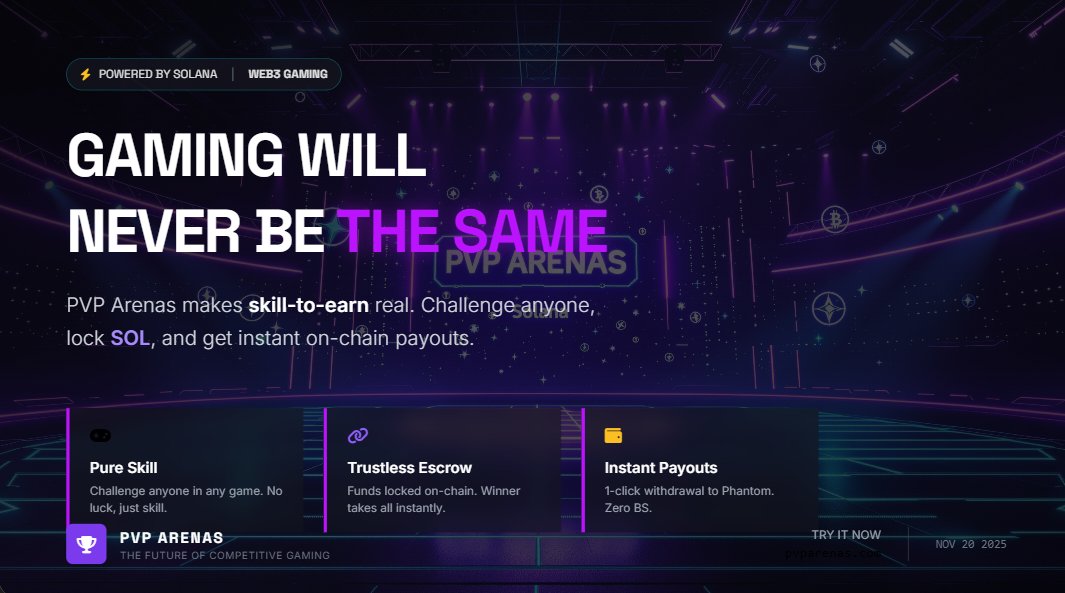 pvparenasol's tweet photo. ⚔️ Think you’ve got the skills? Prove it.
Bet $SOL. Win. Earn. Repeat.
🎮 The arena is open → [https://t.co/qdjF13bHdY]
#PvPArenas #PlayBetEarn #Web3Gaming 
#Fortnite
#Fortnite1v1
#FortniteClips
#FortniteCompetitive
#FIFA24
#EAFC24
#FIFAGaming
#FIFA1v1
#FIFAPlayers
#CallOfDuty
#COD
#Warzone
#CODClips
#KillRace
#CODCompetitive
#Valorant
#ValorantClips
#ValorantCompetitive
#Apex
#ApexLegends
#ApexArena
#LeagueOfLegends
#LoL
#LoLEsports
#CS2
#CSGO
#CSGOCli
#RocketLeague
#RLClips
PUBG
#PUBG
#PUBGMobile

Overwatch

#Overwatch
#OW2
#OverwatchCompetitive
Mortal Kombat / Fighting Games

#MortalKombat
#MK1
#Tekken
#StreetFighter

Mobile PvP Games
#ClashRoyale
#ClashOfClans
#MobileGaming
#PUBGMobile
#FreeFire