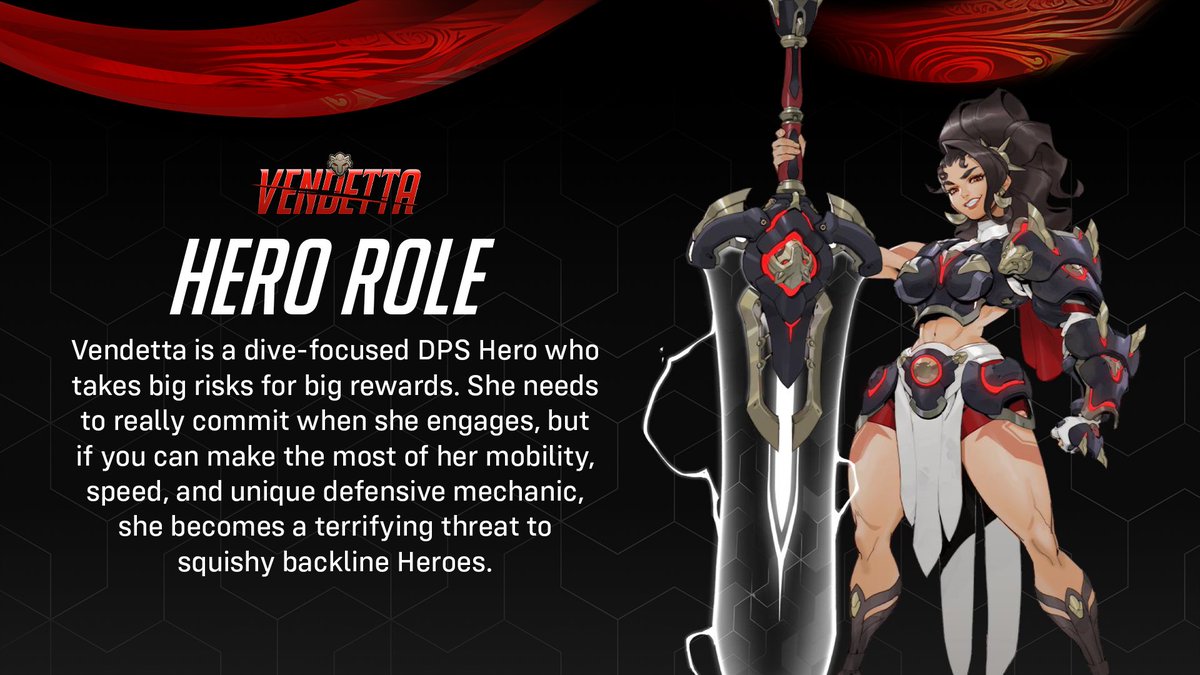 PlayOverwatch's tweet photo. Meet Vendetta, your newest Damage Hero ⚔️🔥 https://t.co/FKpfzAbH4y