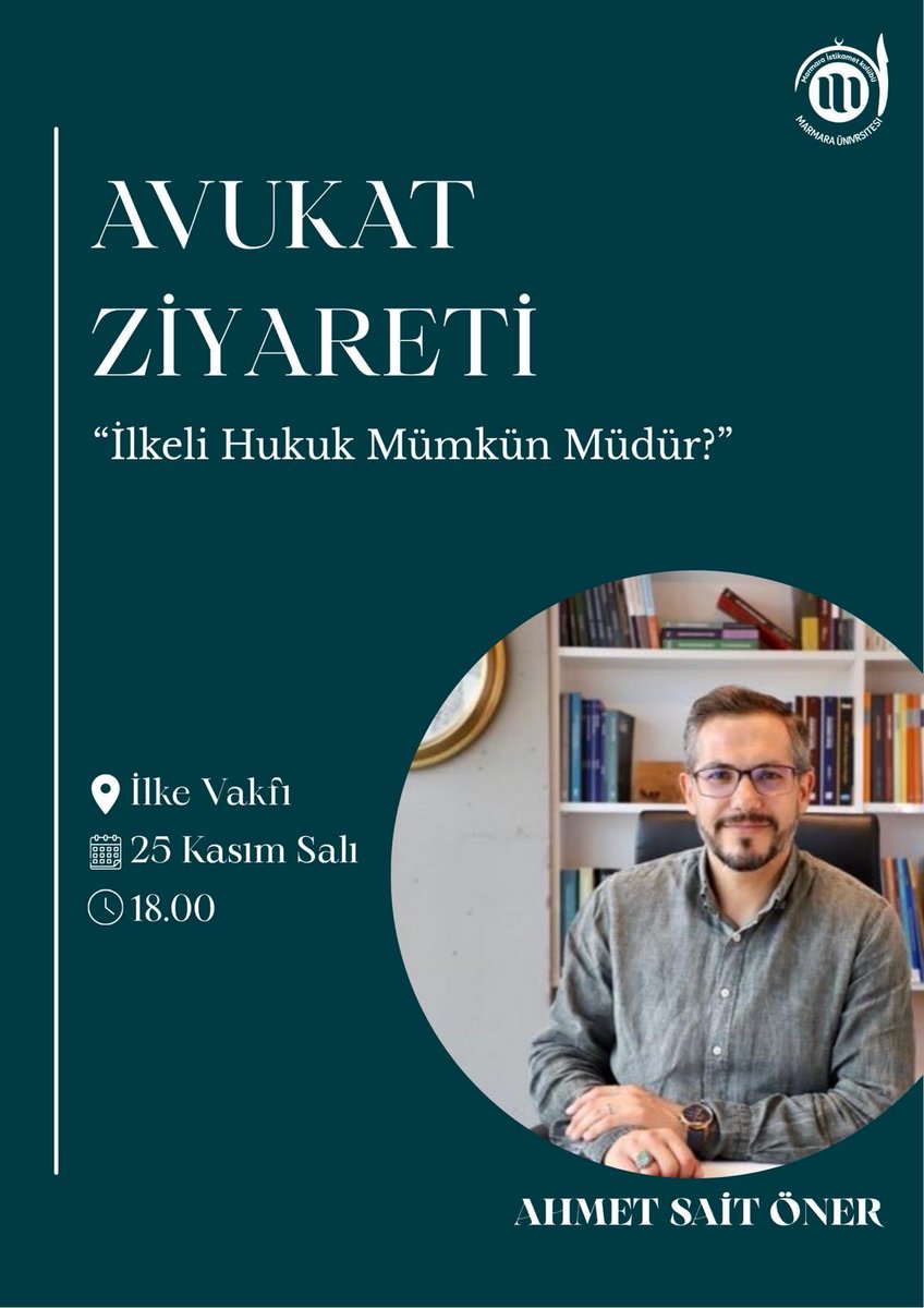 Meslek ziyaretlerimizin ilkine Avukat Ahmet Sait Öner ile başlıyoruz! 📣📣

İlkeli hukukun mümkünlüğü sorunsalını iredeleyerek avukatlığın pratik kısımlarını tecrübeli bir isimden dinlemeye herkesi davet ediyoruz.🌸🌸

(Katılım için muhakkak formu doldurunuz!)
