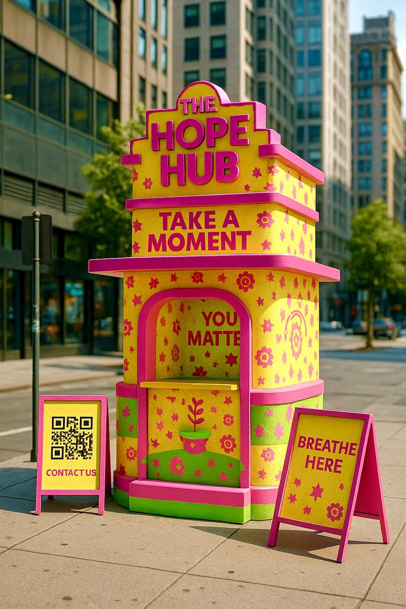 QuantumRealm_hq's tweet image. 🌿 THE HOPE HUB — Community Idea Spotlight 🌿

One more creative concept for the community to pick up if it inspires you.
A mental-health themed KIOSKO designed to spread positivity, resources, and support within the xSPECTARverse. 💛

This isn’t a drop or a sale — just another…