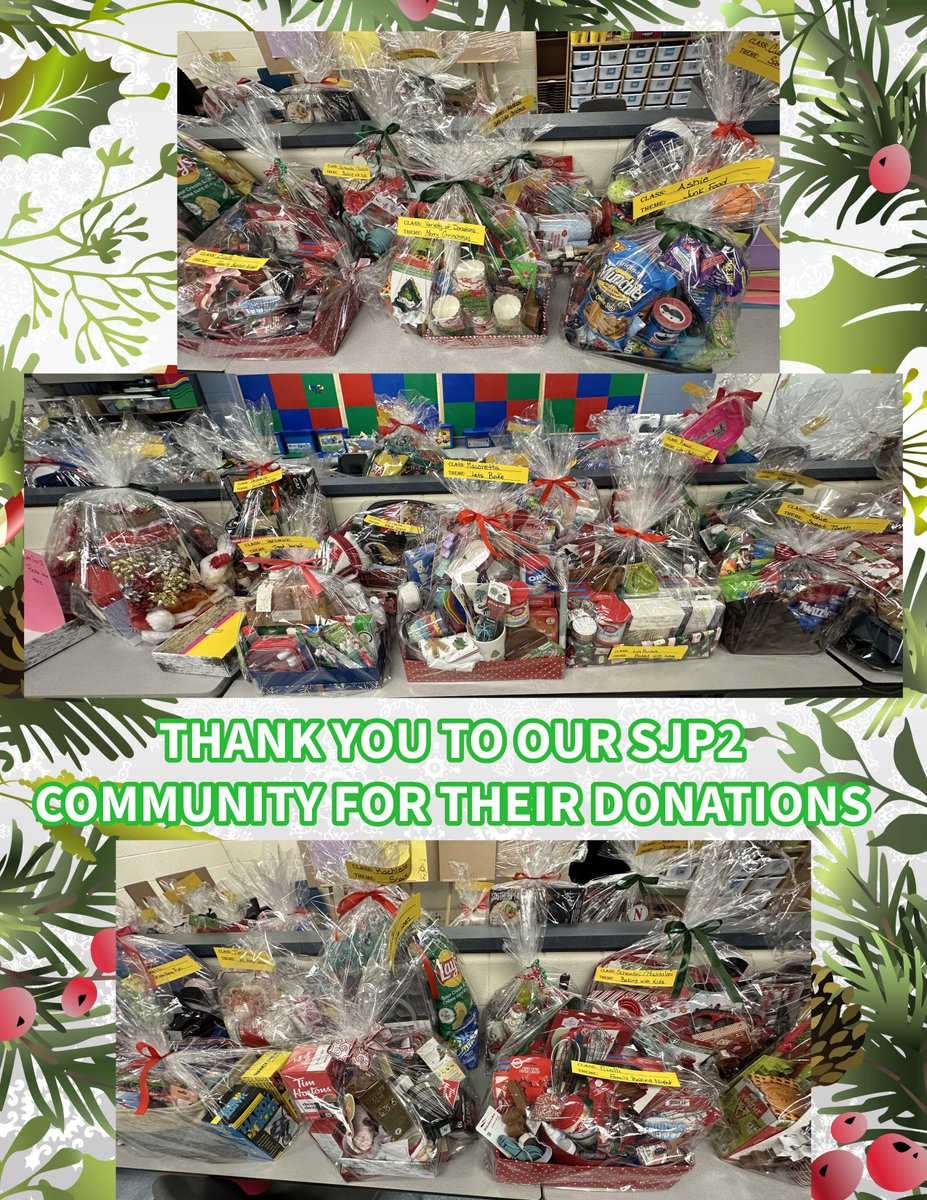 StJP2PCouncil's tweet photo. A huge Thank you to our amazing SJP2 Community!! Thank you for all donations and thank you to the volunteers who helped with the baskets!

Remember to come and bid on these wonderful Baskets at the Silent Auction during our Annual Christmas Market!!!! November 27th!! https://t.co/TO8w5cSrr5