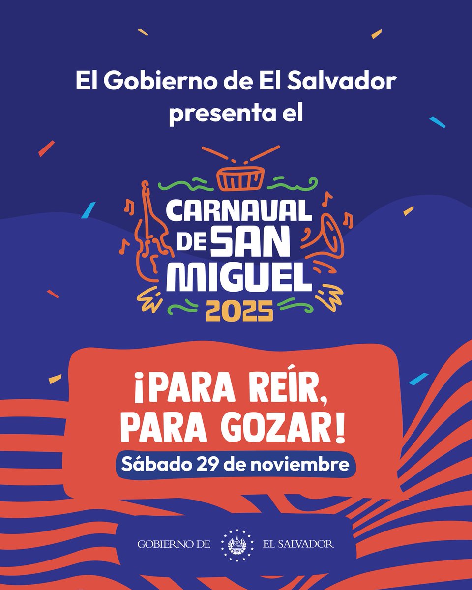 El Gobierno de El Salvador presenta el Carnaval de San Miguel 2025.🎉

Un carnaval más grande, más seguro y preparado para recibir a millones de salvadoreños y visitantes.🤩

Nos unimos para que disfrutes una fiesta con orden, música, tradición y la tranquilidad que merece esta