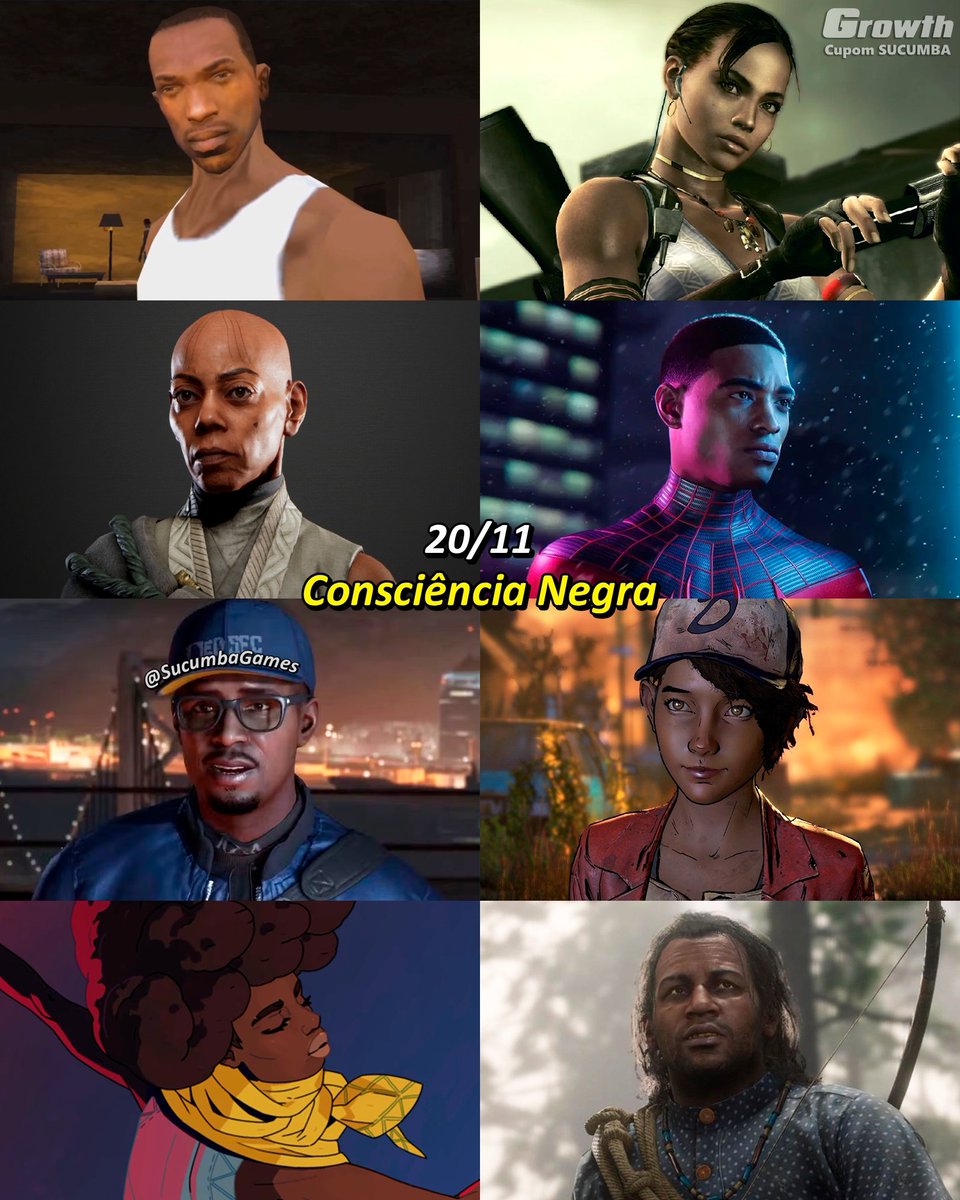 SucumbaGames's tweet image. No Dia da Consciência Negra, também é dia de destacar e celebrar a representatividade negra nos Videogames. 🎮
