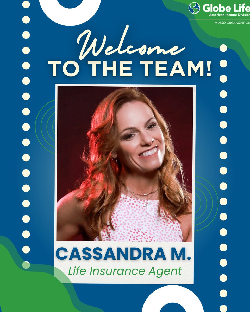 MussoOrg's tweet image. 🌟 Help us welcome CASSANDRA M.! 💼
We’re excited to have her join us as a Life Insurance Agent with Globe Life. We’re thrilled to have her on board. Big things ahead! 💙💚 #WelcomeToTheTeam #MussoOrganization