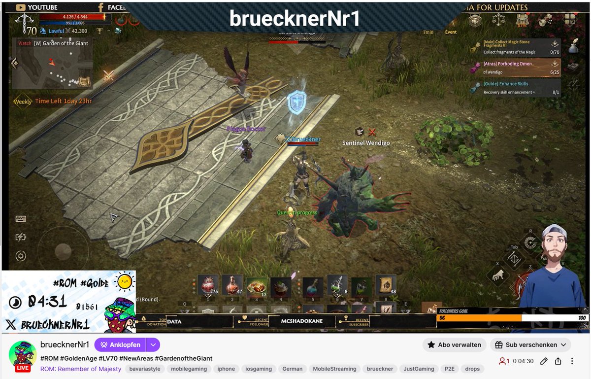 brueckiLive's tweet photo. Wuhaaa๐คชJust cracked LV70 ๐ค๐ค๐ค
#ROM #GoldenAge #LV70 #NewAreas #GardenoftheGiant
lets go on: https://t.co/wdGJFdt3GN https://t.co/hMYShcqkZQ