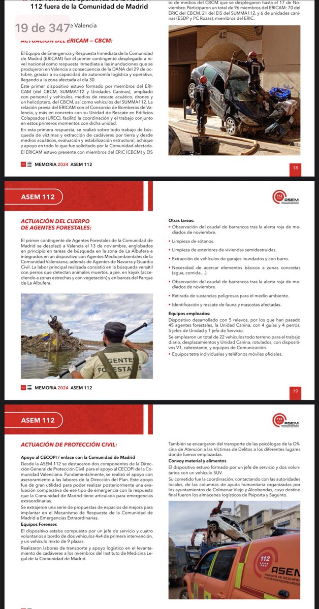 Una vez más, la <a href="/ComunidadMadrid/">Comunidad de Madrid</a> ignora el servicio que hacen los #BomberosForestalesCM.

80 #BBFFCM actuamos en la #DANA de Valencia y ni una mencion en la memoria de 2024 del <a href="/112cmadrid/">112 Comunidad de Madrid</a>. 

Vergüenza absoluta.