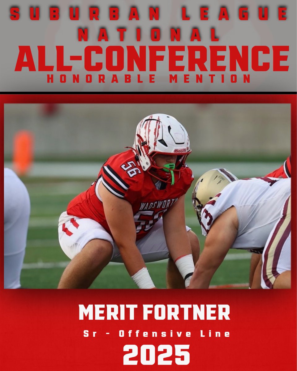 Congratulations to Senior OL Merit Fortner on being named Suburban League Honorable Mention. Fantastic season, Merit!
#EffortAttitudeToughness