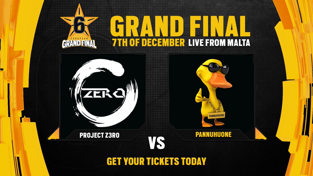 R6esportsEU's tweet image. The Grand Final is set!

December 7th, live from Malta.

Get your tickets and witness a new T2 European Champion being crowned! 

#Projectzero vs #Pannuhuone

Tickets: eventworkstickets.com/blast-r6