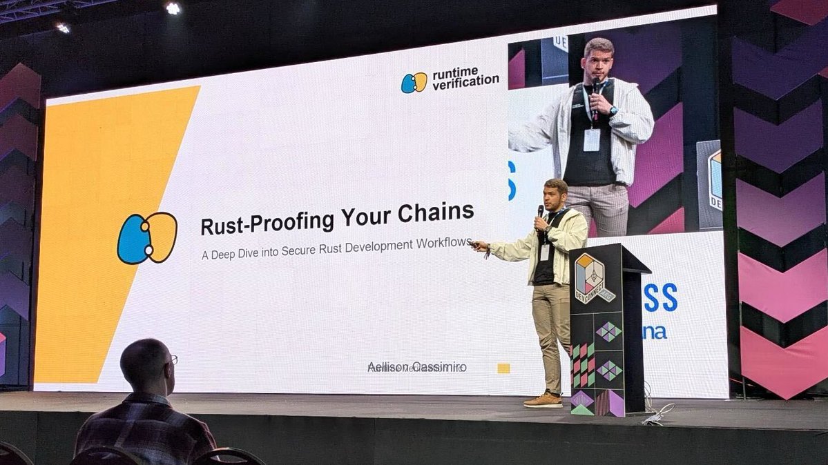 rv_inc's tweet image. 🇦🇷 @actsant at @summit_defi sharing about &quot;Rust-Proofing Your Chains: A Deep Dive into Secure Rust Development Workflows&quot;