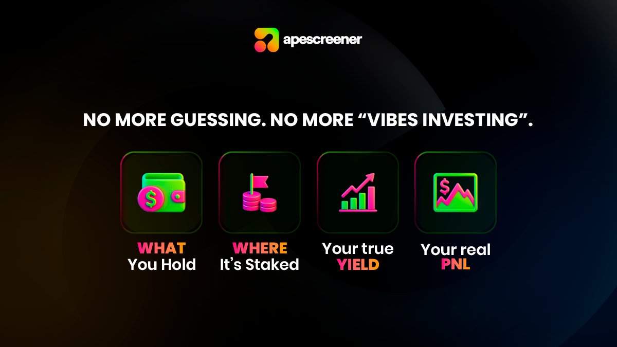 FinovateX1's tweet image. Did you know? @apescreener built a system that gives traders full visibility across chains without slowing them down.
The goal is simple: remove blind spots and help users make decisions with real numbers, not guesses.

It now pulls every position across supported protocols in…