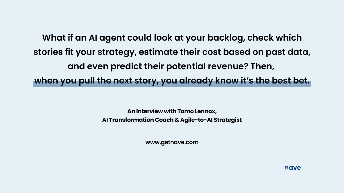 NaveHQ's tweet image. “When teams focus on the board instead of status updates, they shift from reporting to collaborating.”  Tomo Lennox on smarter workflow, right sized stories, and forecasting that actually works → getnave.co/48pDcmA

#NavigateYourFlow #Kanban #AgileLeadership #FlowEfficiency